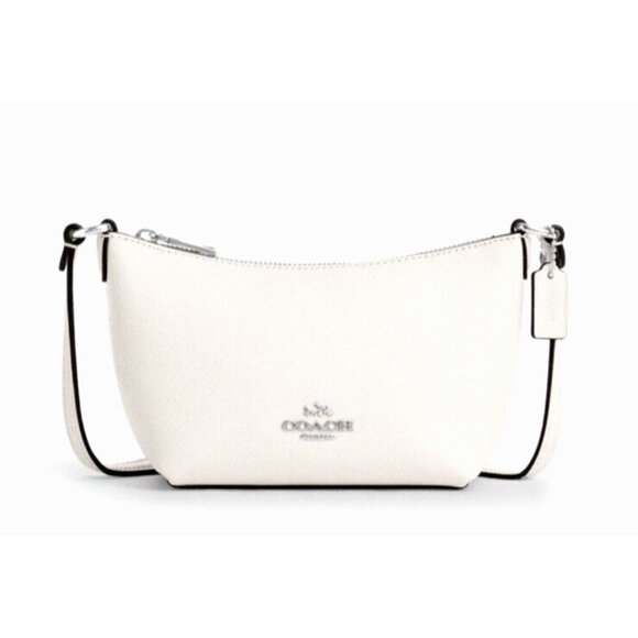 New Coach CW336 Zip Top Crossbody Bag Leather Chalk - Picture 1 of 4